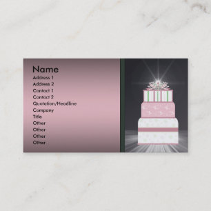 Pink & Black Wedding Cake Business Cards