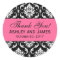 Pink, Black Wedding Damask Thank You Label