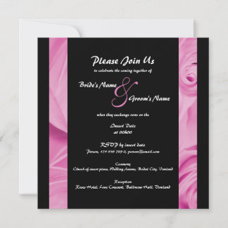 Pink black wedding floral invitation