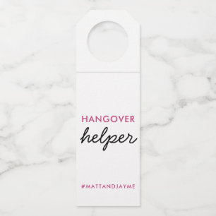 Pink Black Wedding Hangover Helper Tag w Hashtag