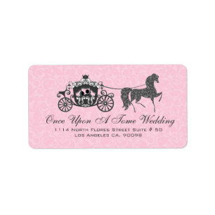 Pink & Black Wedding Horse & Carriage Label