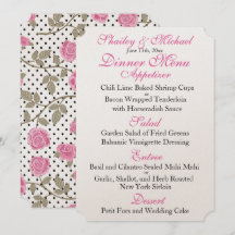 Pink/Black  WEDDING RECEPTION MENU