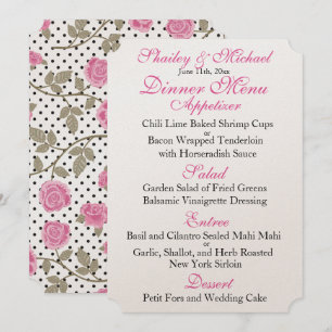 Pink/Black  WEDDING RECEPTION MENU Invitation