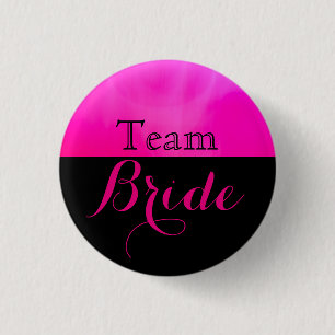 Pink & Black Wedding Team Bride 3 Cm Round Badge