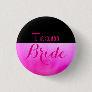 Pink & Black Wedding Team Bride 3 Cm Round Badge