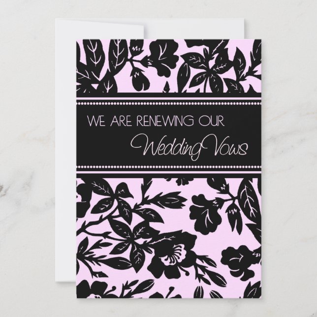 Pink Black Wedding Vow Renewal Invitation Card (Front)