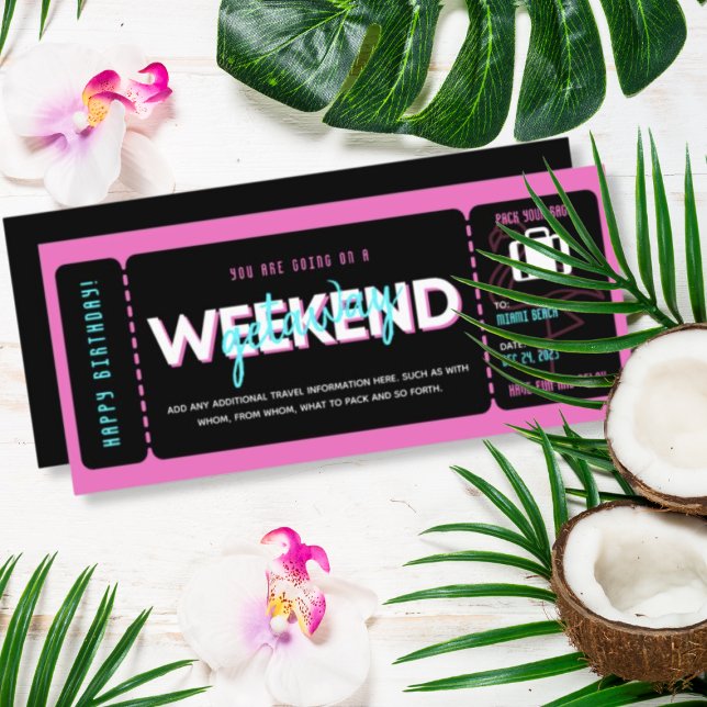 Pink Black Weekend Getaway Gift Voucher Ticket (Creator Uploaded)