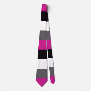 Pink, Black, White and Gray Stripes Tie