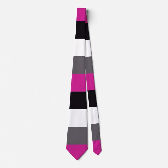 Pink, Black, White and Gray Stripes   Tie (Front)
