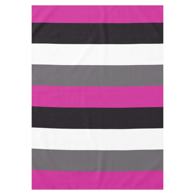 Pink, Black, White and Grey Stripes  Tablecloth (Front)