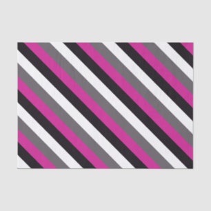 Pink, Black, White and Grey Stripes  Tissue Paper