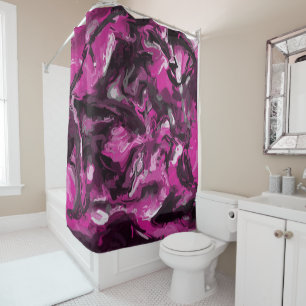 Pink, Black, White and Grey Swirls Shower Curtain