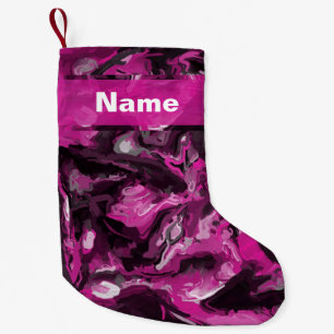 Pink, Black, White and Grey Swirls Small Christmas Stocking