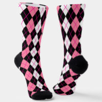Pink Black White Argyle Diamond Design
