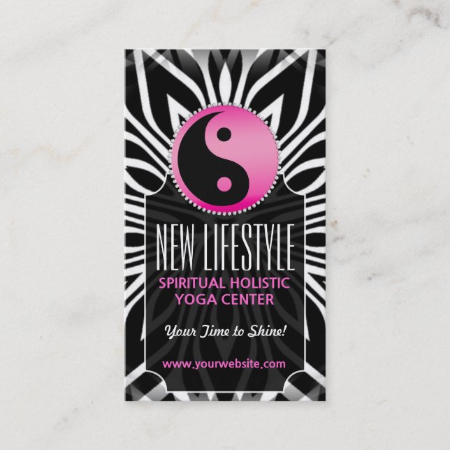Pink Black White Balance Life Coach Business Card (Front)