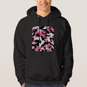 Pink Black White Camouflage Art Pretty Pattern Cam Hoodie