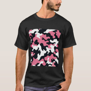 Pink Black White Camouflage Art Pretty Pattern Cam T-Shirt