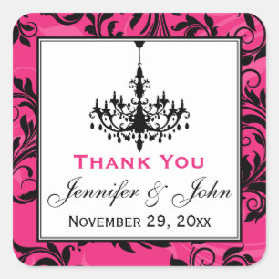 Pink Black White Chandelier Scroll Wedding Sticker
