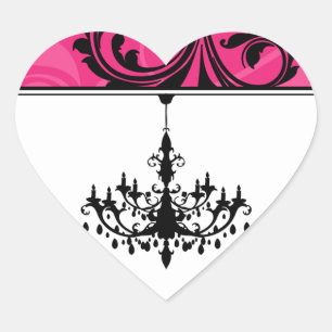 Pink Black White Chandelier Scroll Wedding Sticker