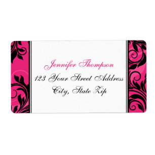 Pink Black White Chandelier, Scrolls Address Label