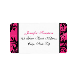 Pink Black White Chandelier, Scrolls Address Label