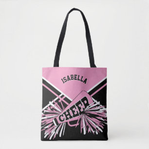 Pink, Black & White Cheerleader Design Tote Bag