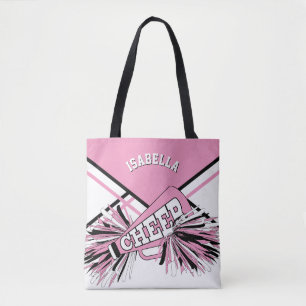 Pink, Black & White Cheerleader Design Tote Bag