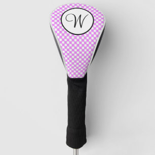 Pink Black White Chequered Monogram Golf Head Cover