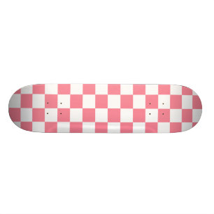 Pink Black & White Chequered Skateboard Deck