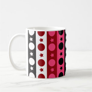 Pink Black White Circle Stars Stripes Design  Coffee Mug