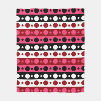 Pink Black White Circle Stars Stripes Design Fleece Blanket