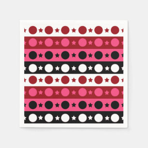 Pink Black White Circle Stars Stripes Design  Napkin