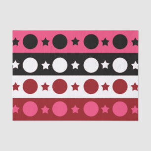 Pink Black White Circle Stars Stripes Design  Tissue Paper