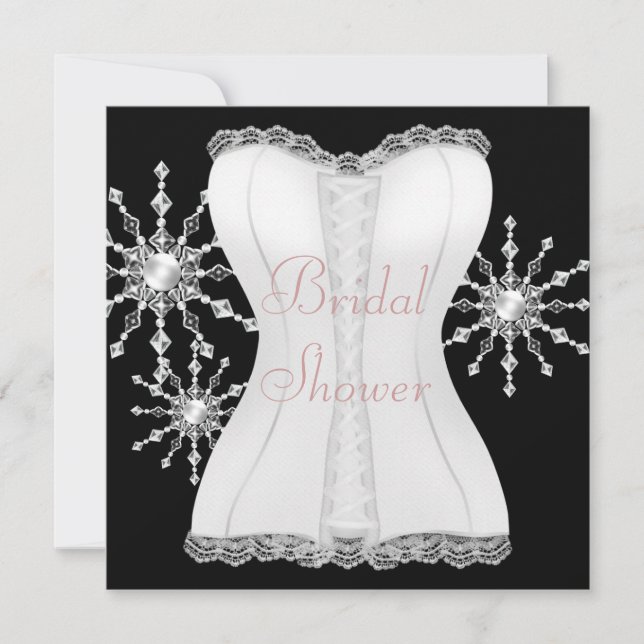 Pink Black White Corset Snowflakes Bridal Shower Invitation (Front)