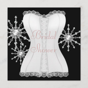 Pink Black White Corset Snowflakes Bridal Shower Invitation