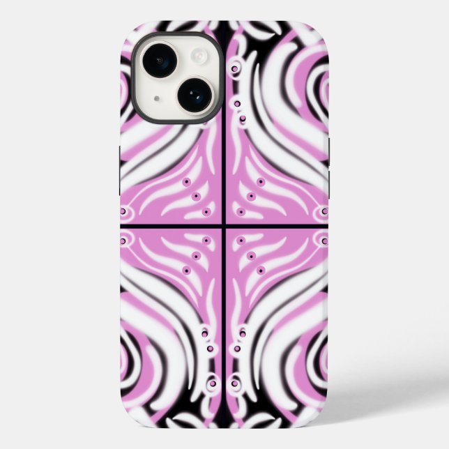 Pink Black White Curvy Abstract Pattern  Case-Mate iPhone Case (Back)