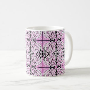 Pink Black White Curvy Abstract Repeat Pattern Coffee Mug