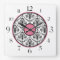 Pink Black & White Damask Elegant Round Clock