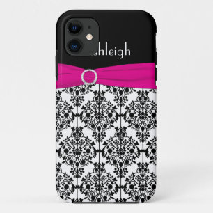 Pink, Black, White Damask iPhone 5 Case
