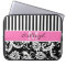 Pink, Black, White Damask Stripes Laptop Sleeve