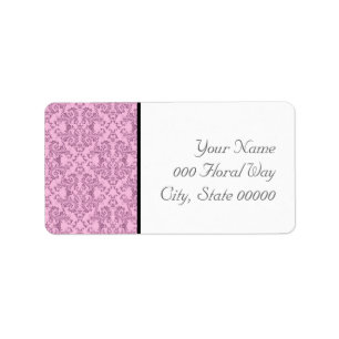 Pink Black White Damask Wedding Address Lables Label