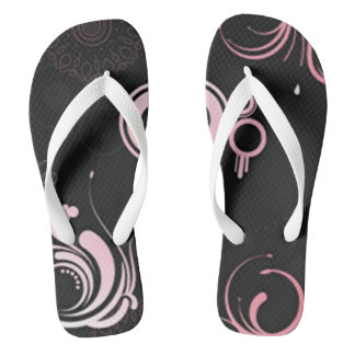Pink-Black-White Flip Flops