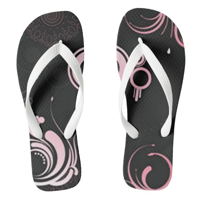 Pink-Black-White Flip Flops (Footbed)