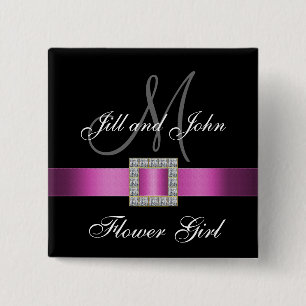 Pink, Black, White Flower Girl Pin