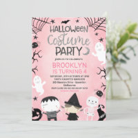 Pink Black White Girls Halloween Party Birthday