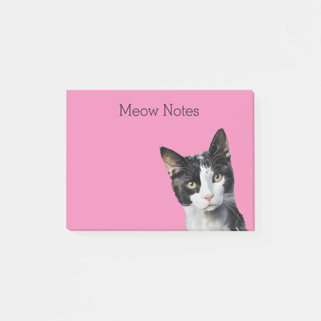 Pink Black White Kitty Cat Post-it Notes (Front)