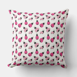 PINK BLACK WHITE LADYBUGS CUSHION