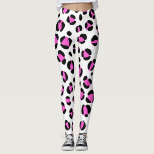 Pink Black White Leopard Animal Print Leggings