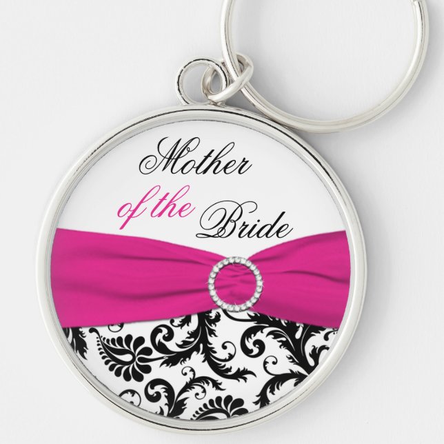 Pink, Black, White Mother of the Bride Keychain (Front)