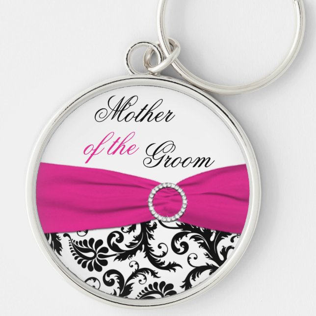 Pink, Black, White Mother of the Groom Keychain (Front)